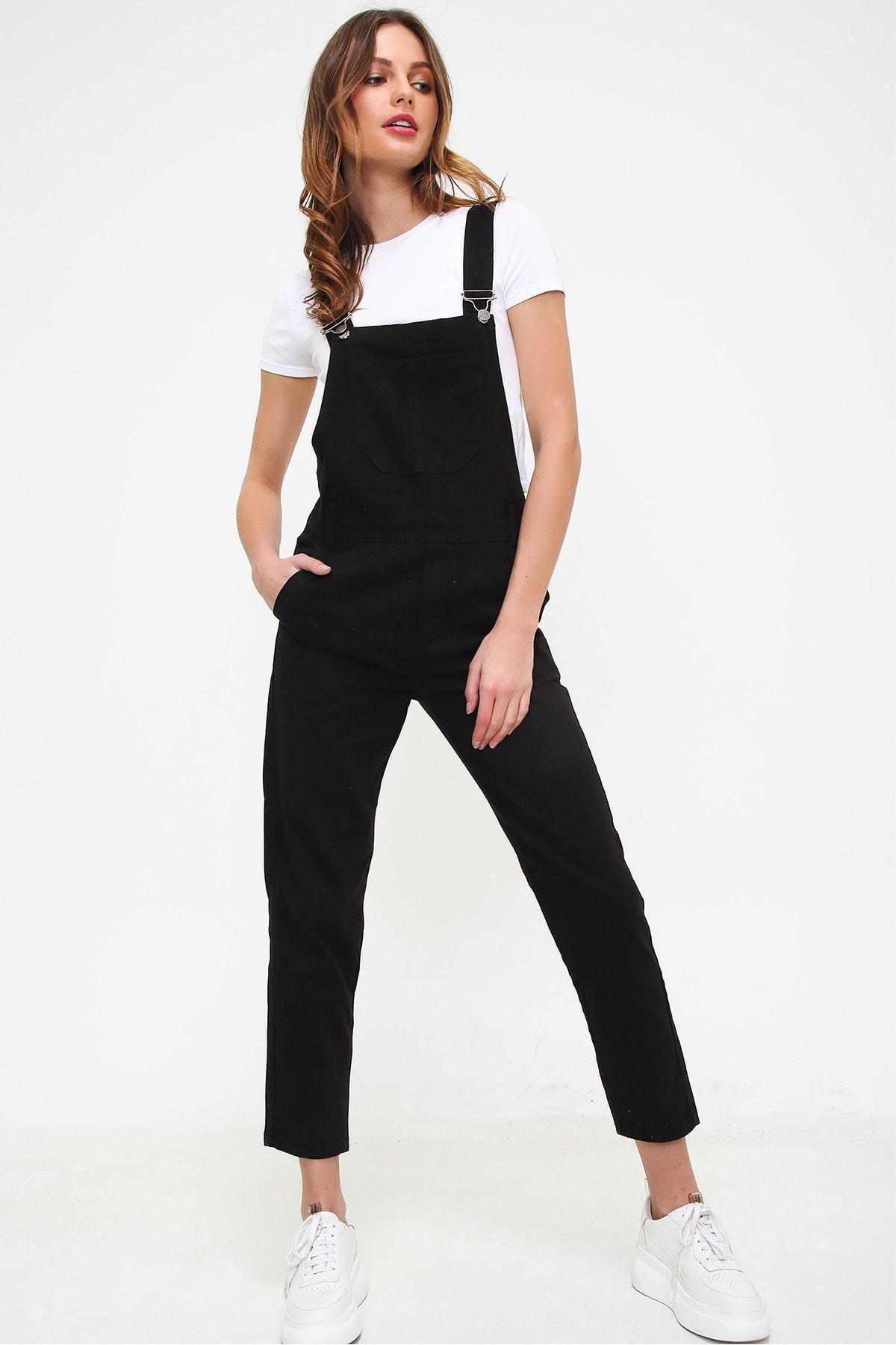 Black Square Collar Overalls, , large image number 5