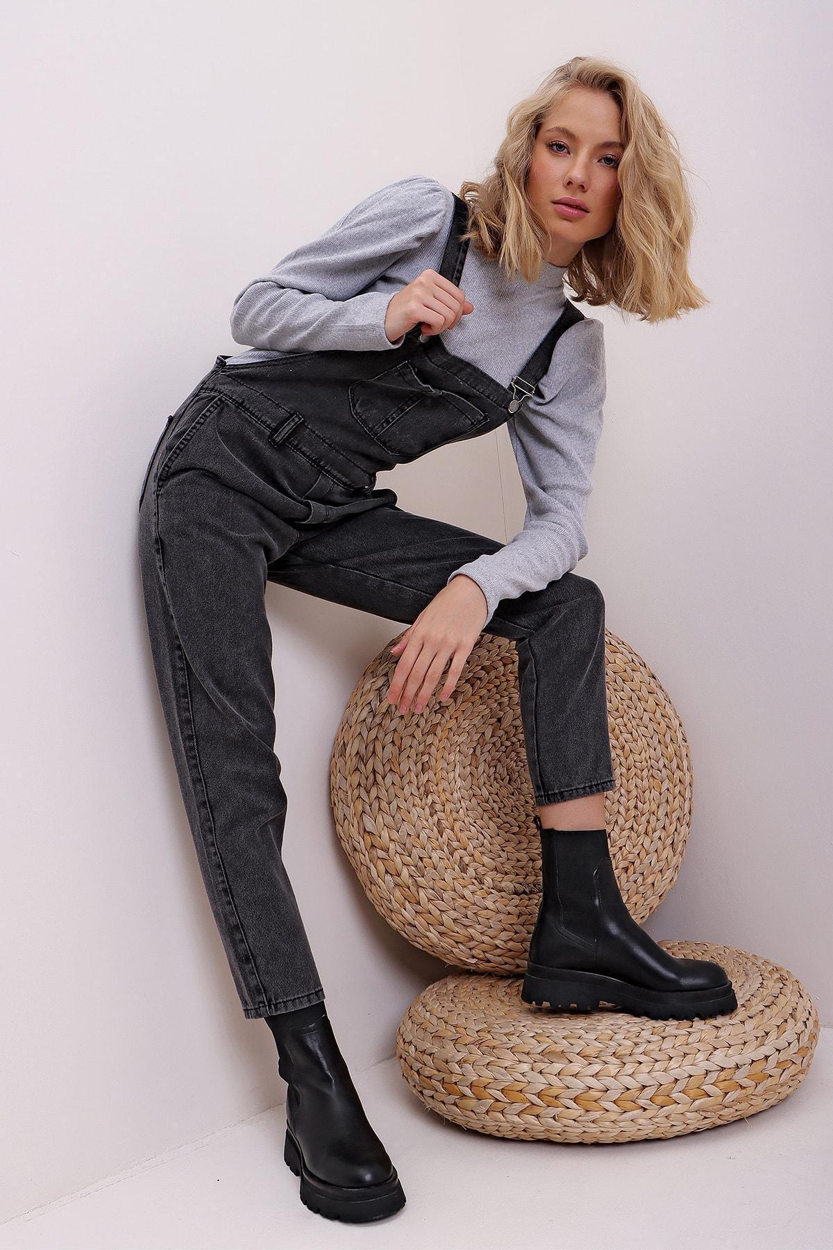 Black Square Collar Overalls, , large image number 6