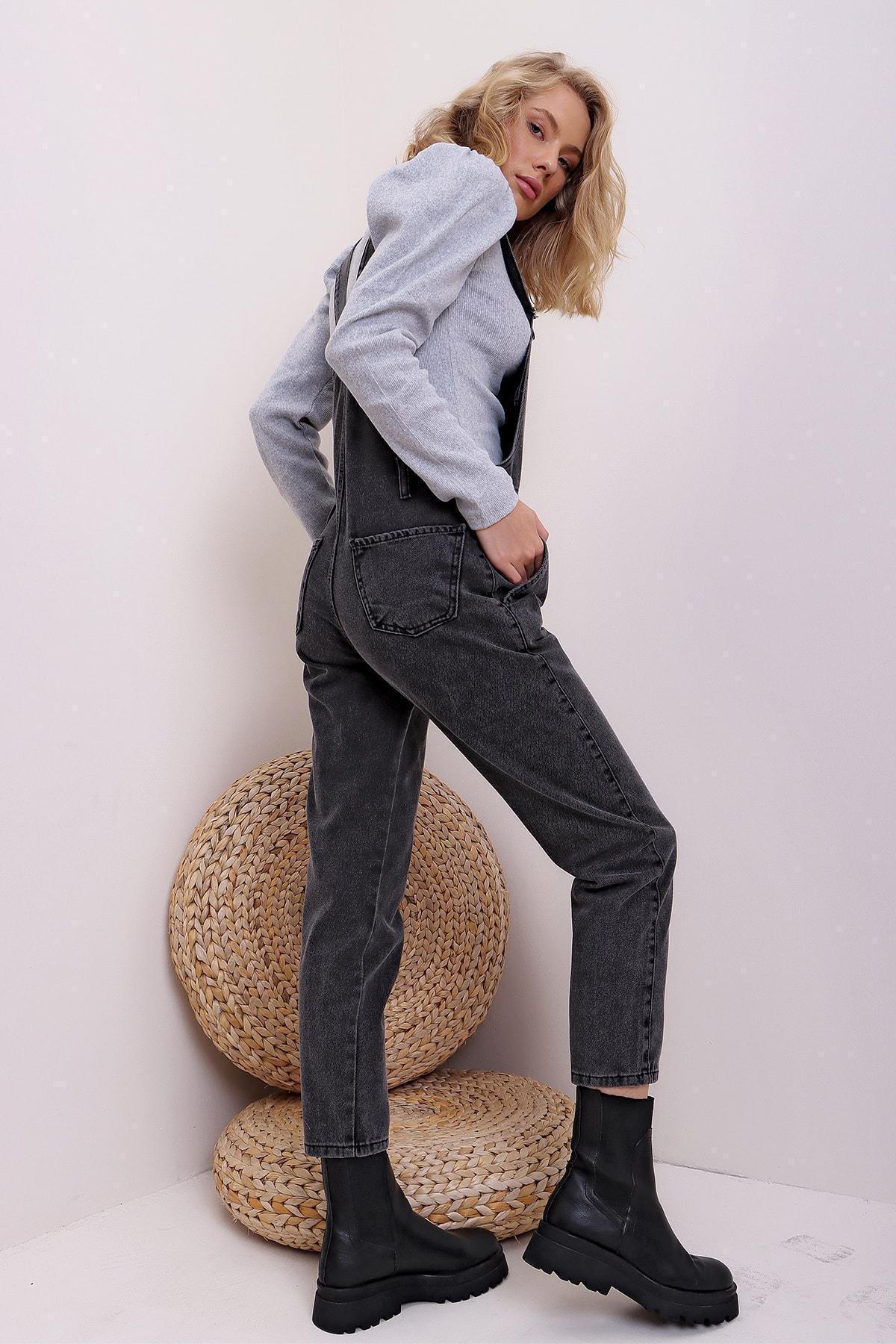 Black Square Collar Overalls, , large image number 9