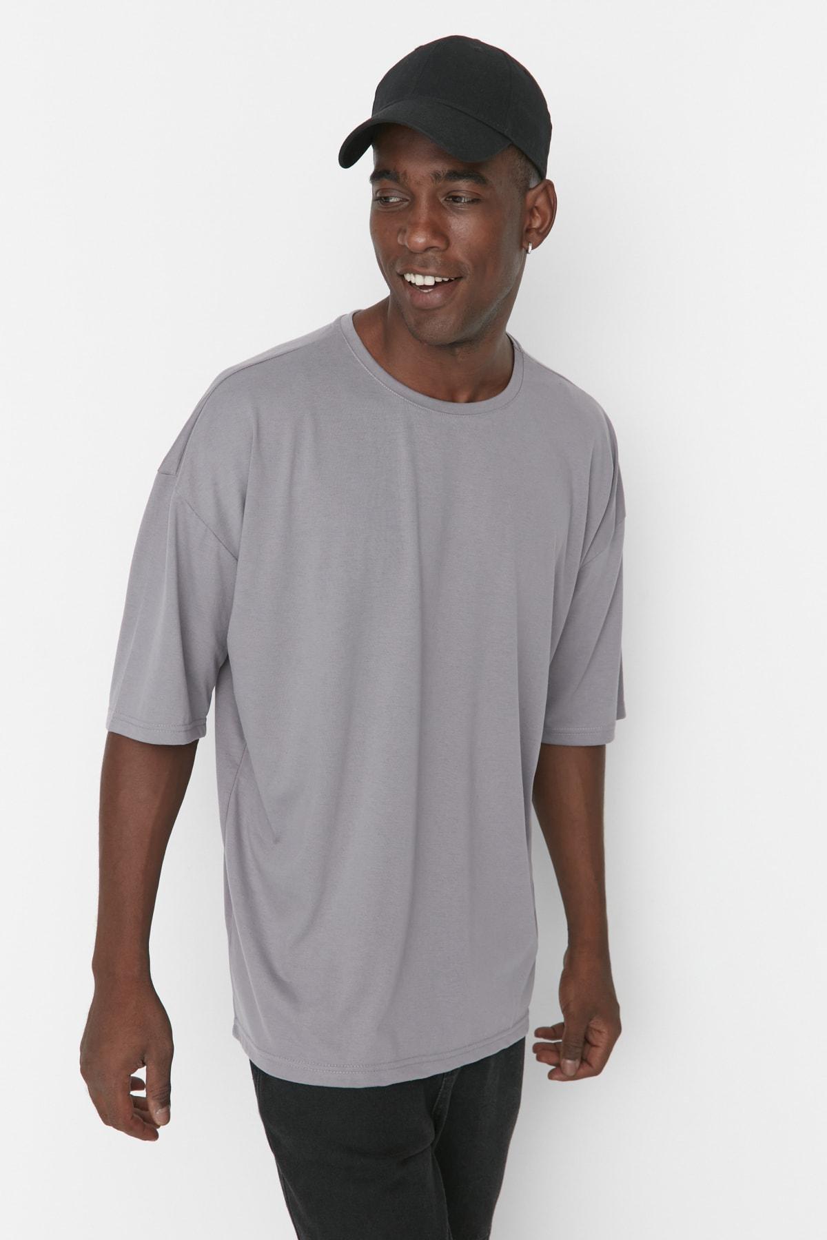 Trendyol - Gray Oversize T-Shirt