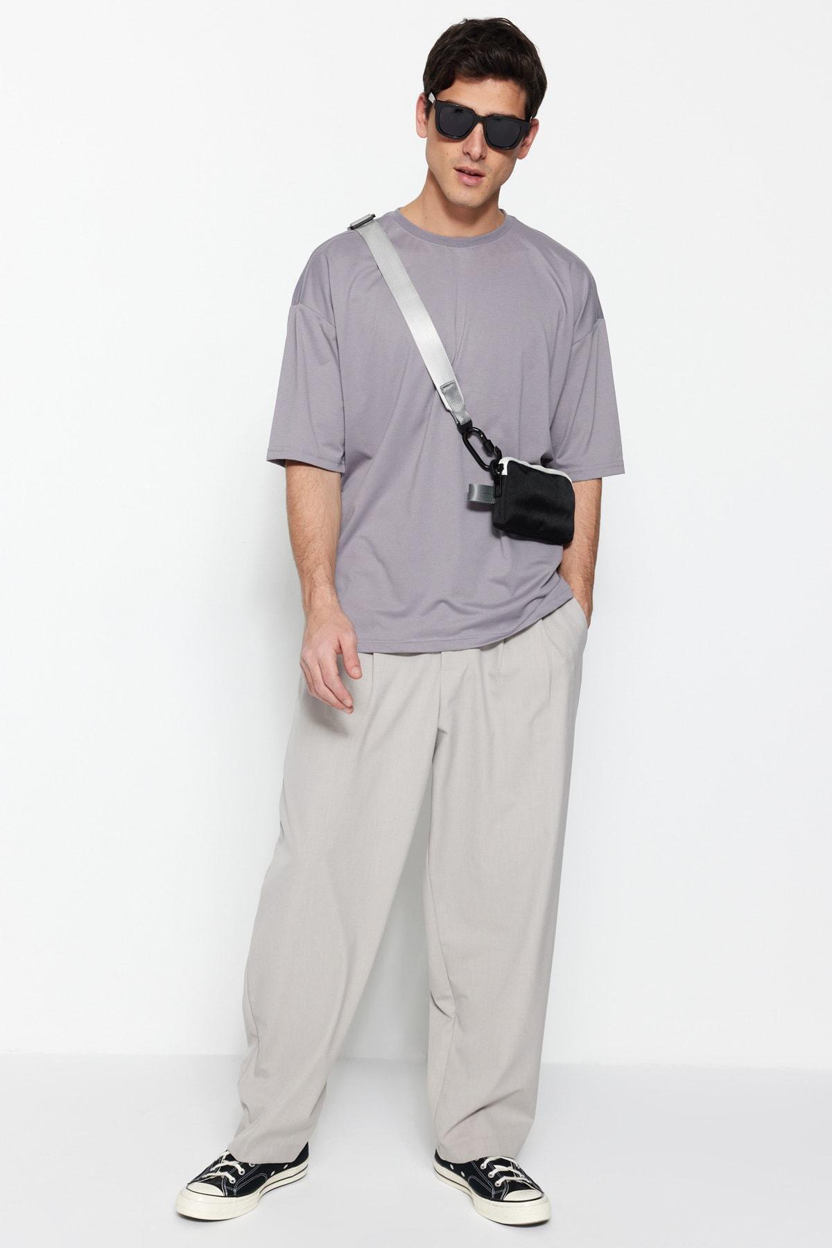 Trendyol - Gray Oversize T-Shirt