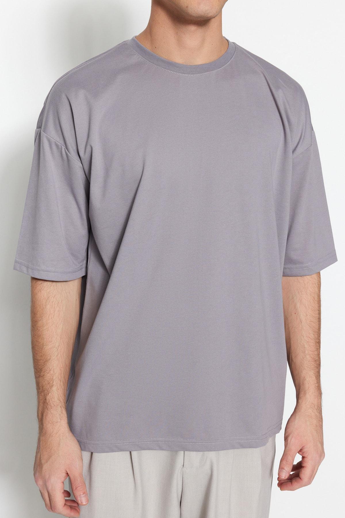 Trendyol - Gray Oversize T-Shirt