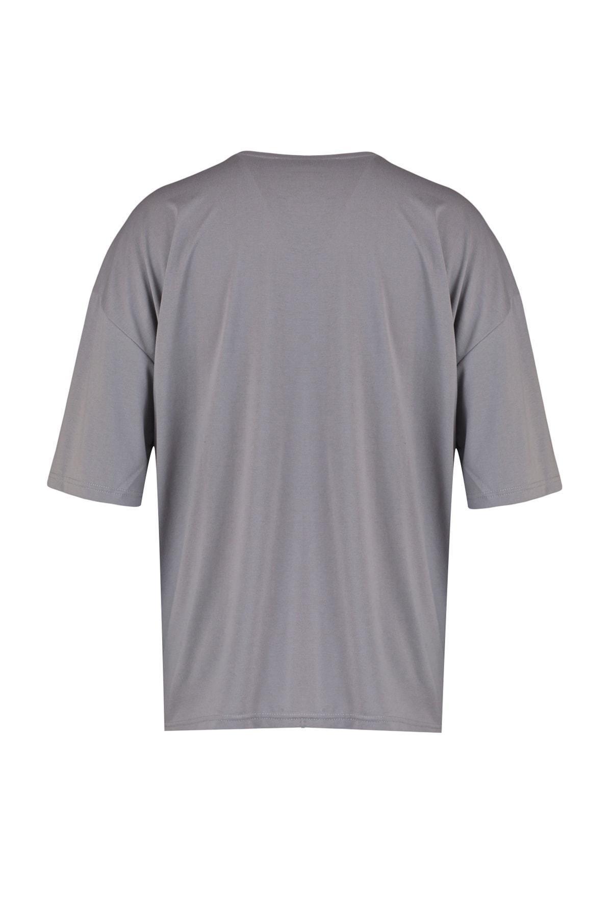 Trendyol - Gray Oversize T-Shirt