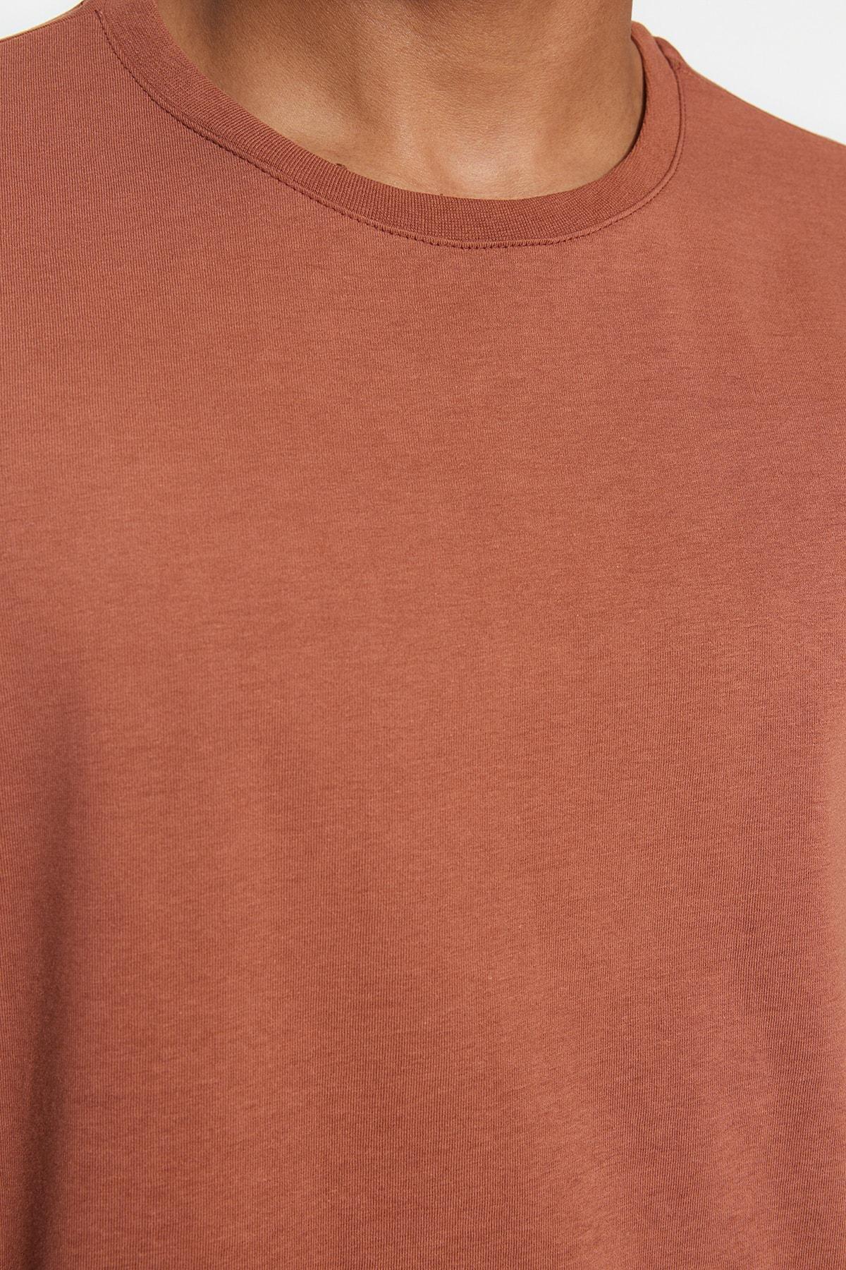 Brown Oversize Crew Neck T-Shirt, Brown, large image number 3