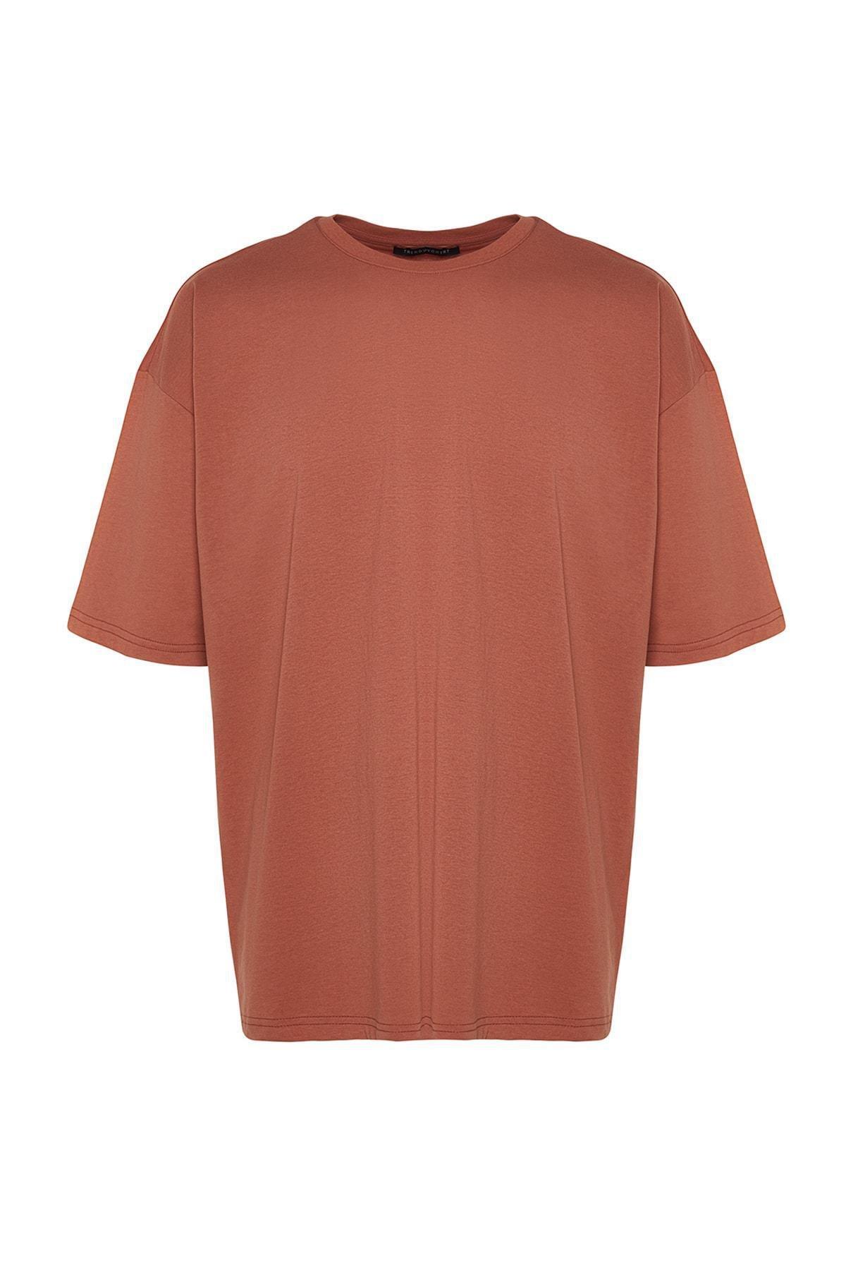 Brown Oversize Crew Neck T-Shirt, Brown, large image number 5