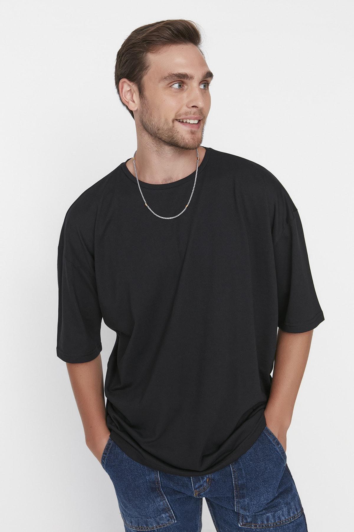 Black Oversize Crew Neck Tshirt, , large image number 2