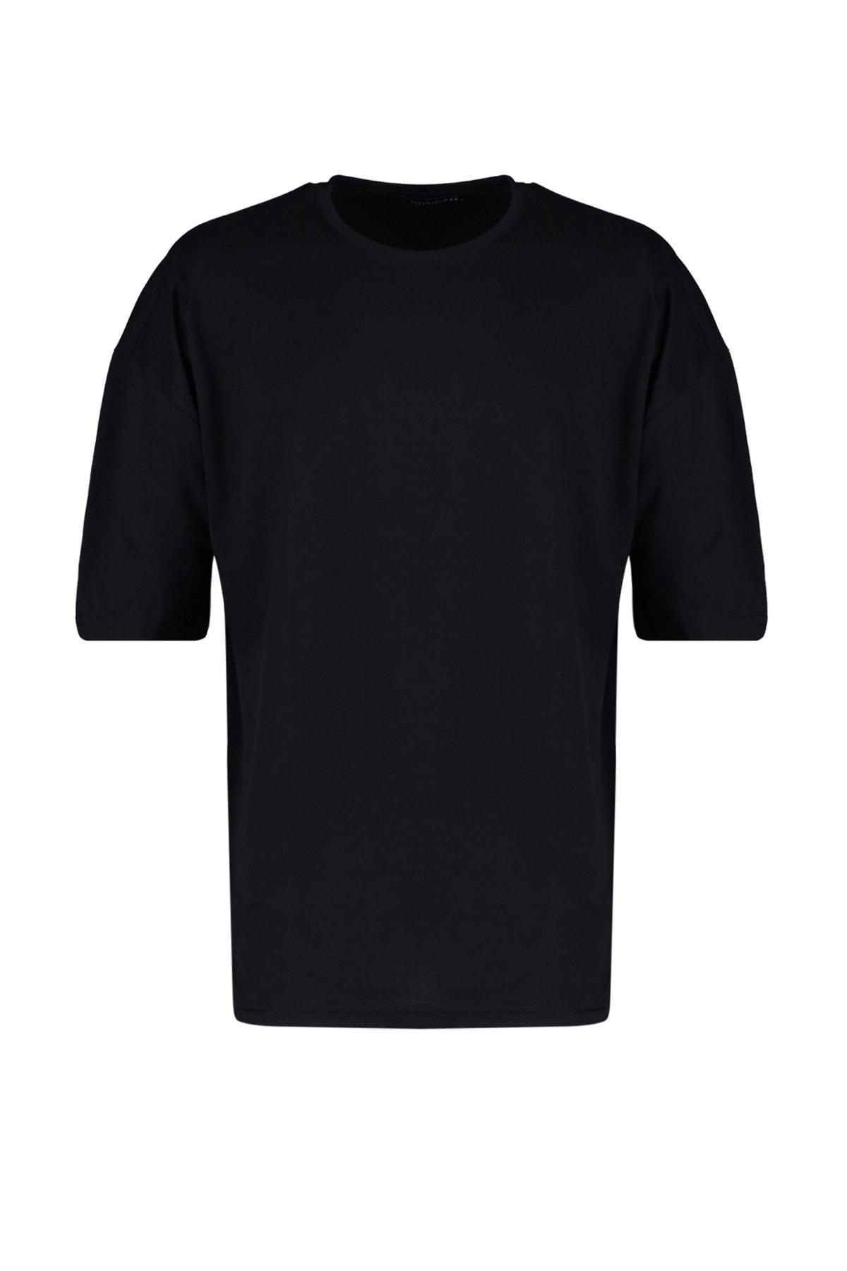 Black Oversize Crew Neck Tshirt, , large image number 5