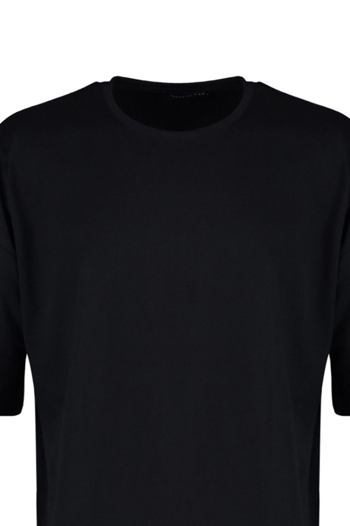 Black Oversize Crew Neck Tshirt, , large image number 6