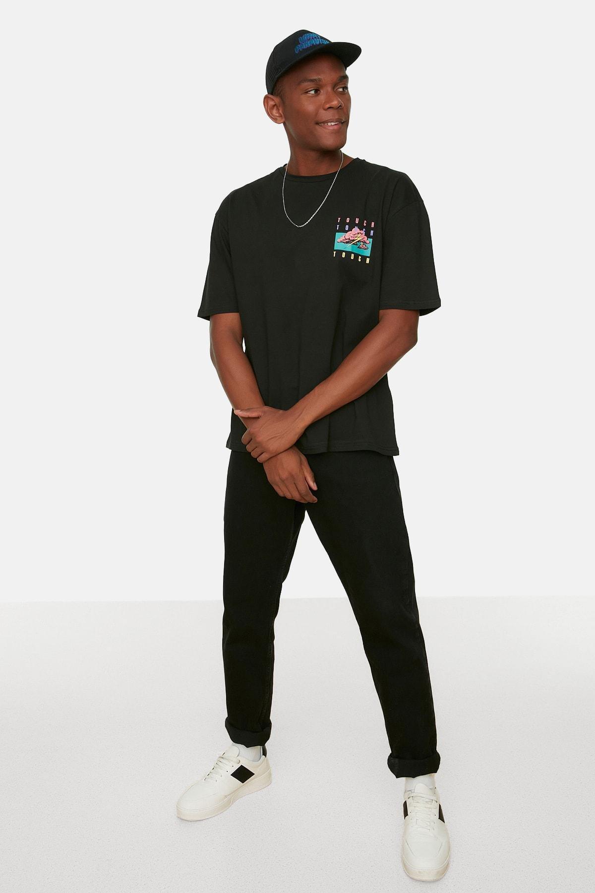 Black Relaxed T-Shirt, , large image number 3