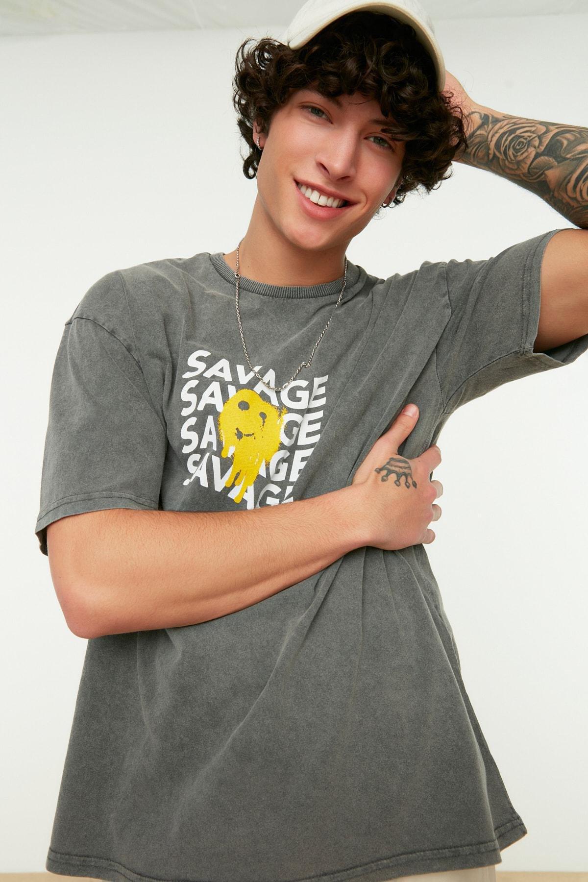 Gray Relaxed T-Shirt, , large image number 1