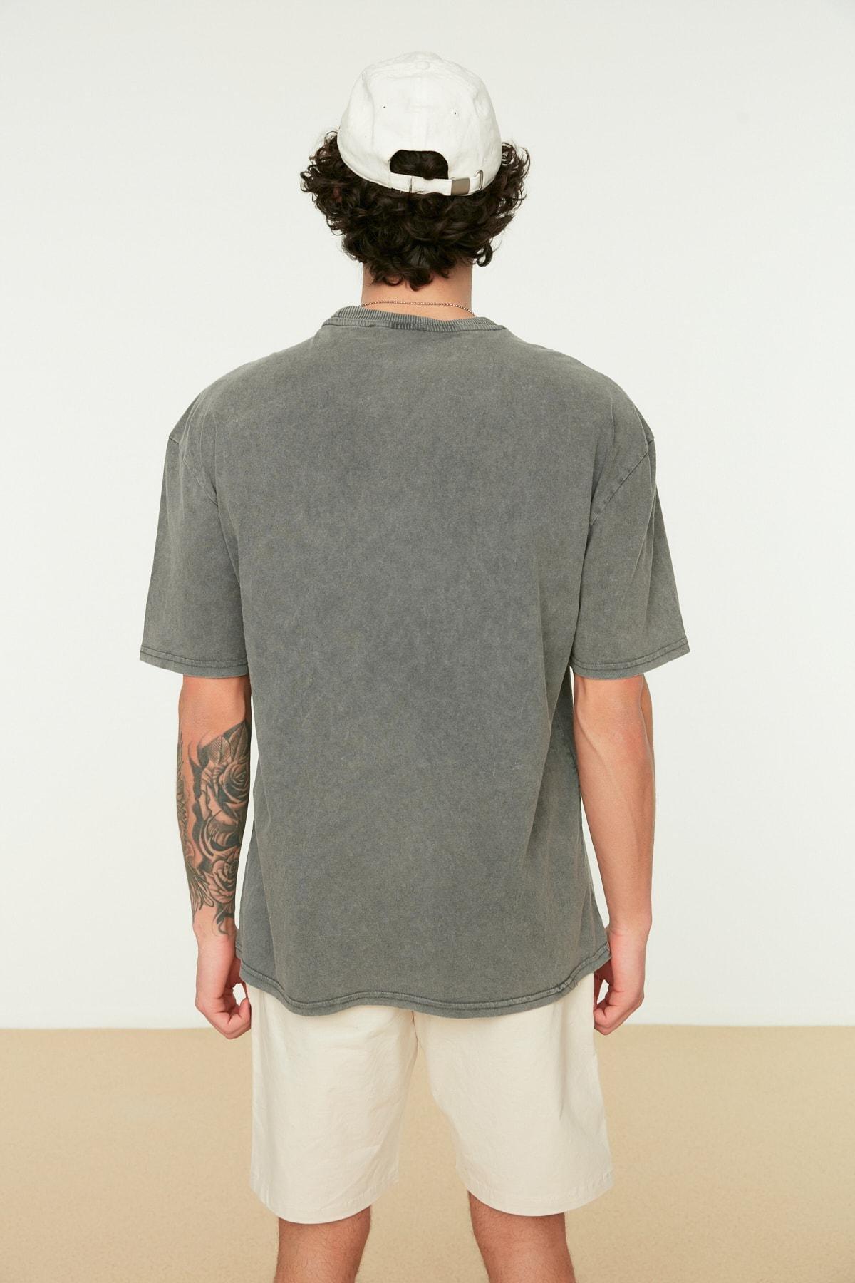 Gray Relaxed T-Shirt, , large image number 4