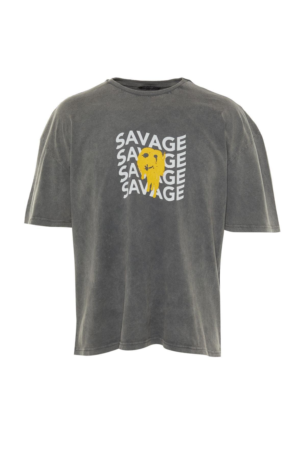 Gray Relaxed T-Shirt, , large image number 5