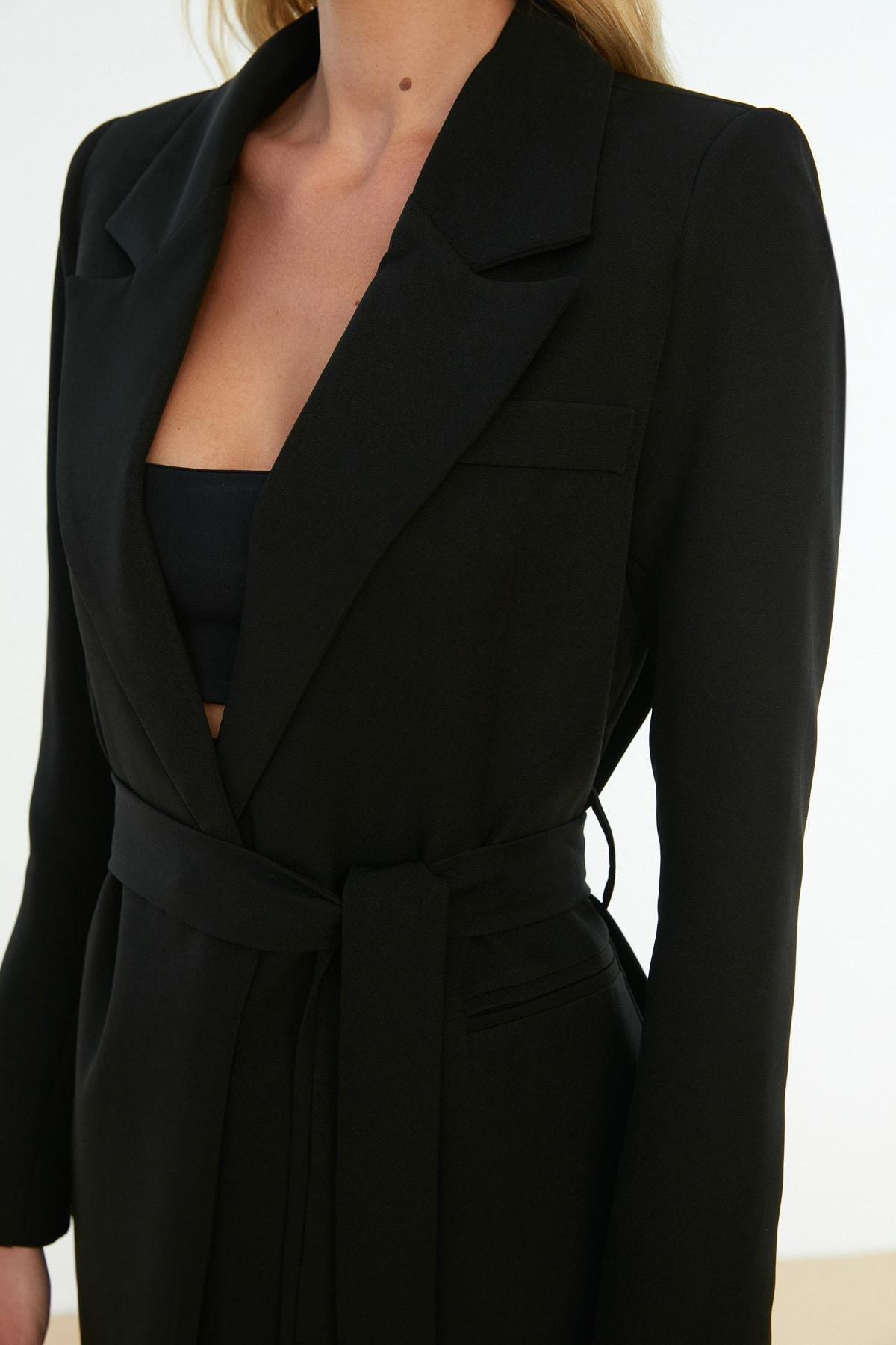 Black Slim Fit Blazer, Black, medium