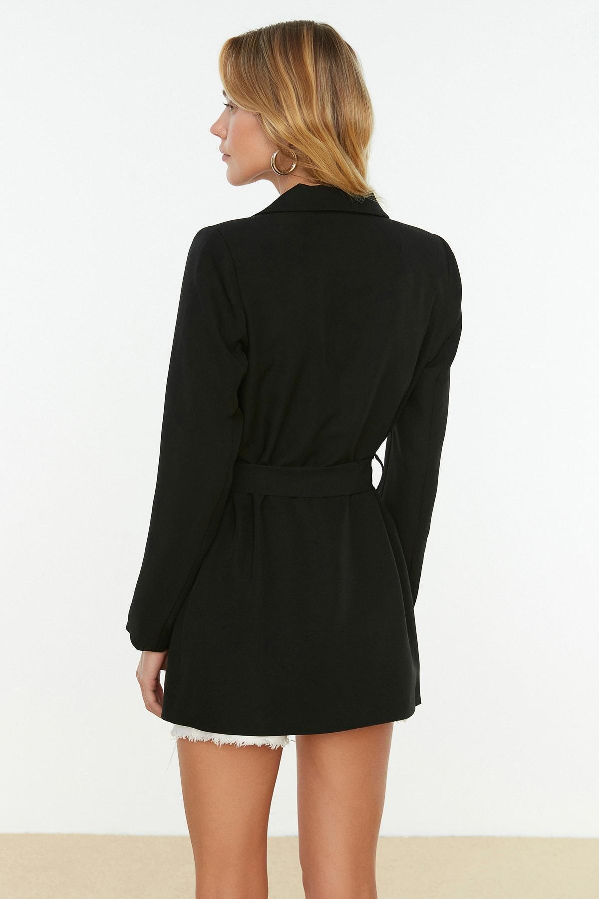 Black Slim Fit Blazer, Black, large image number 3