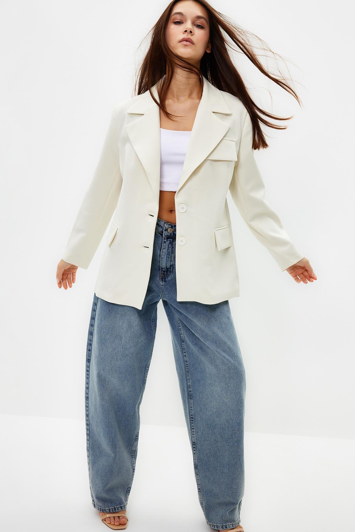 White Oversized Blazer, , large image number 0
