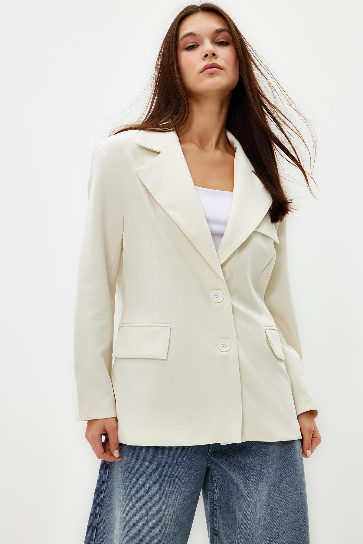 White Oversized Blazer, , large image number 2