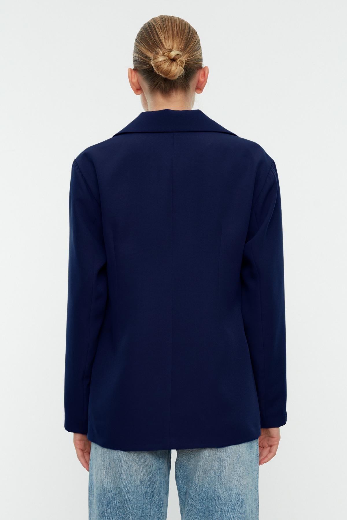 Navy Oversized Puffer Blazer, Dark blue, large image number 4