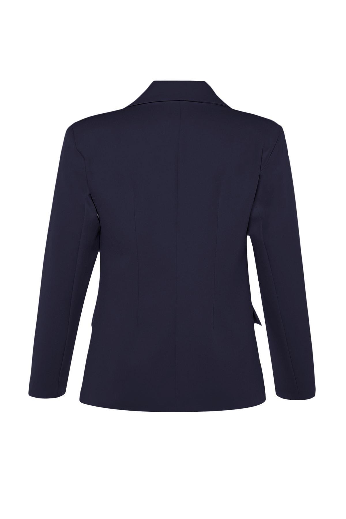 Navy Oversized Puffer Blazer, Dark blue, large image number 6