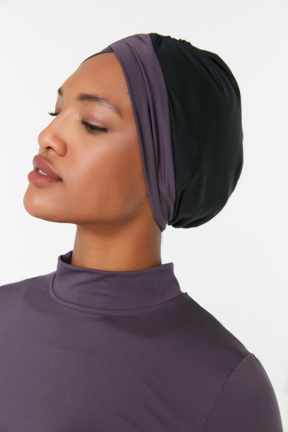 Purple Standing Collar Burkini Set, , large image number 1
