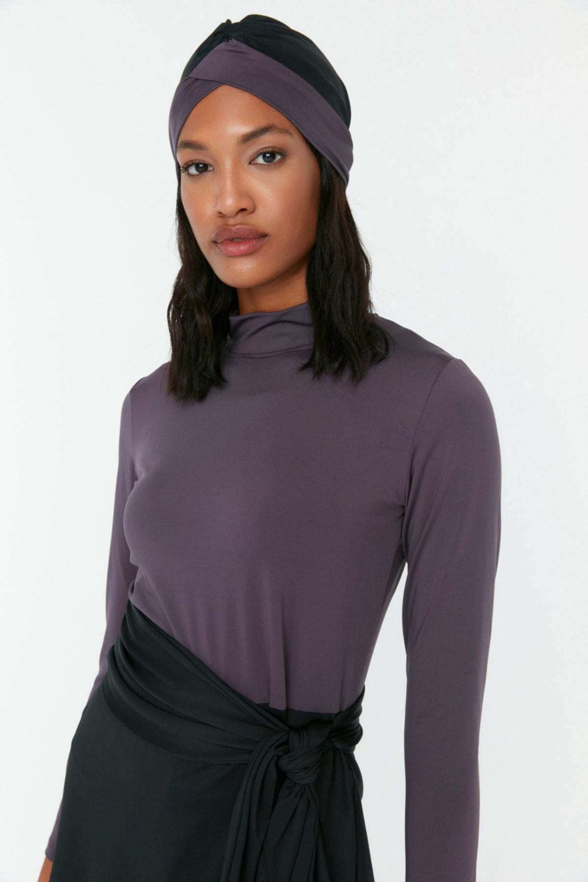 Purple Standing Collar Burkini Set, , large image number 2