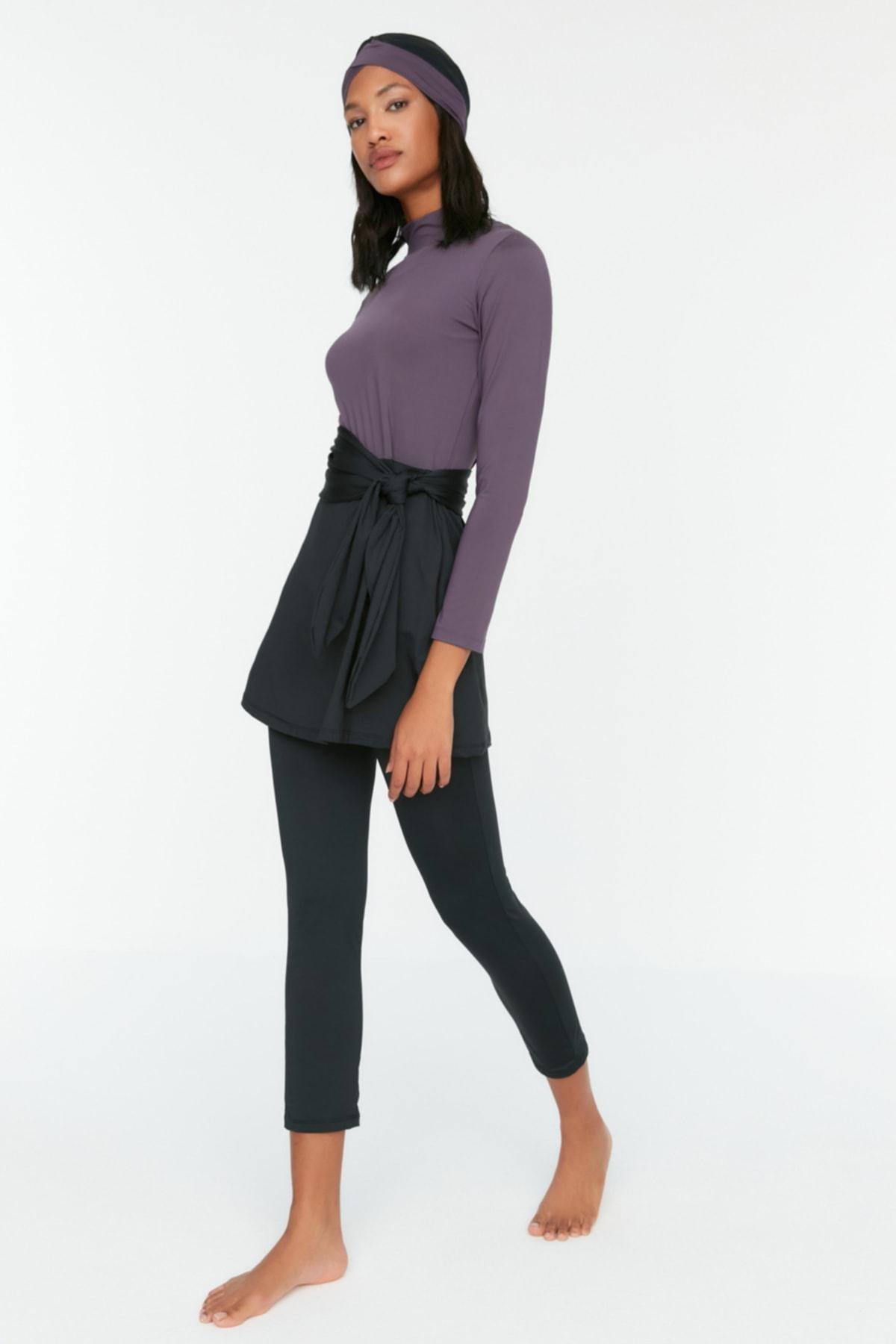 Purple Standing Collar Burkini Set, , large image number 3