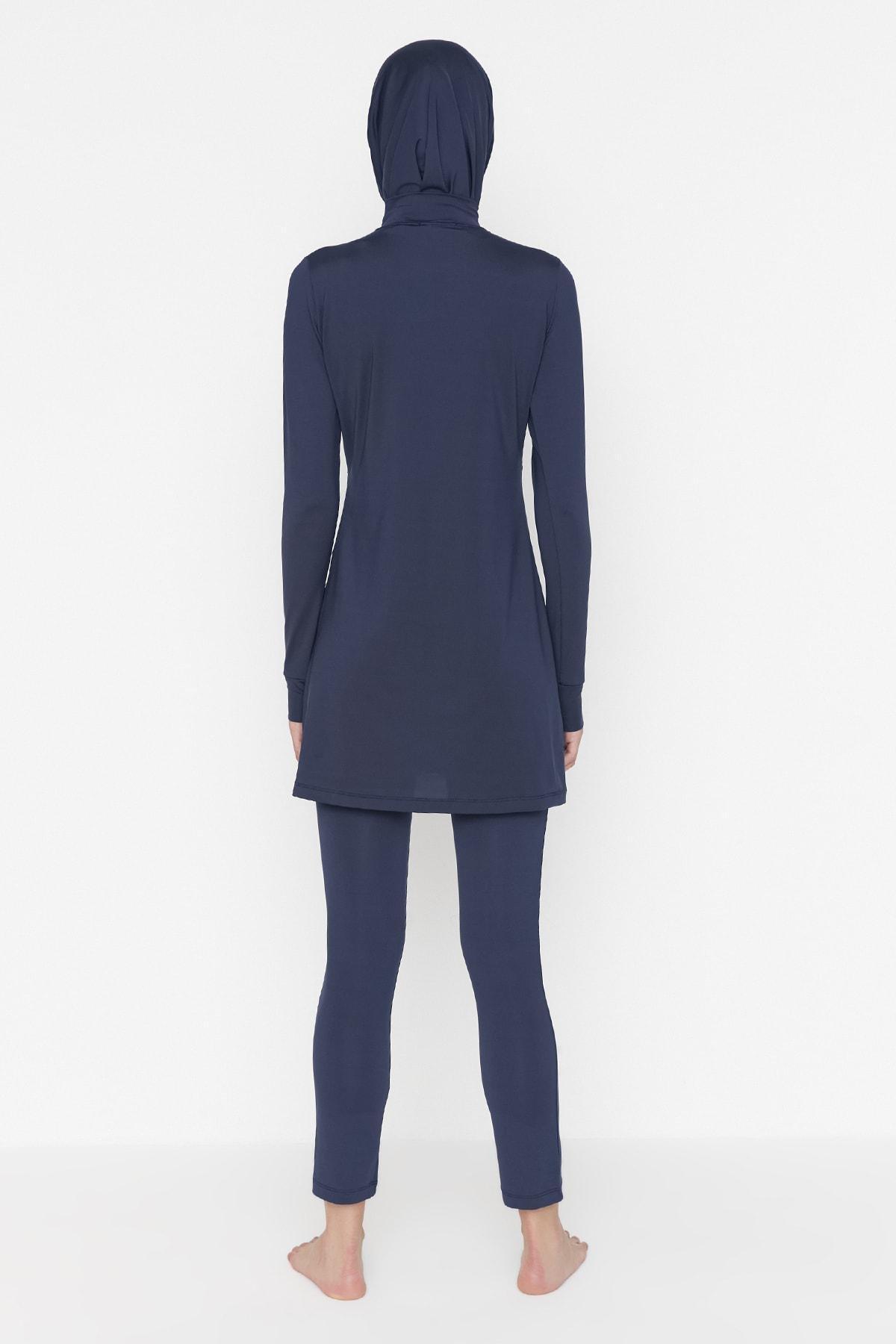 Navy Zippered Round Burkini Set, , large image number 2