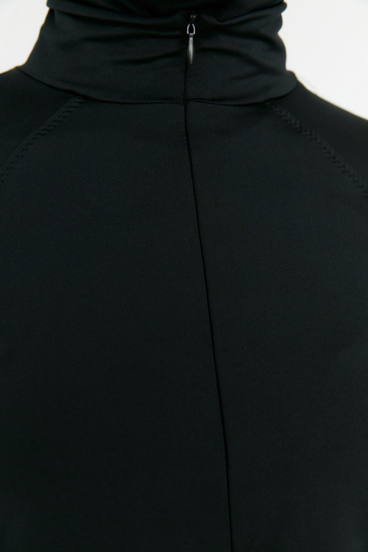 Black Zippered Round Burkini Set, , large image number 2