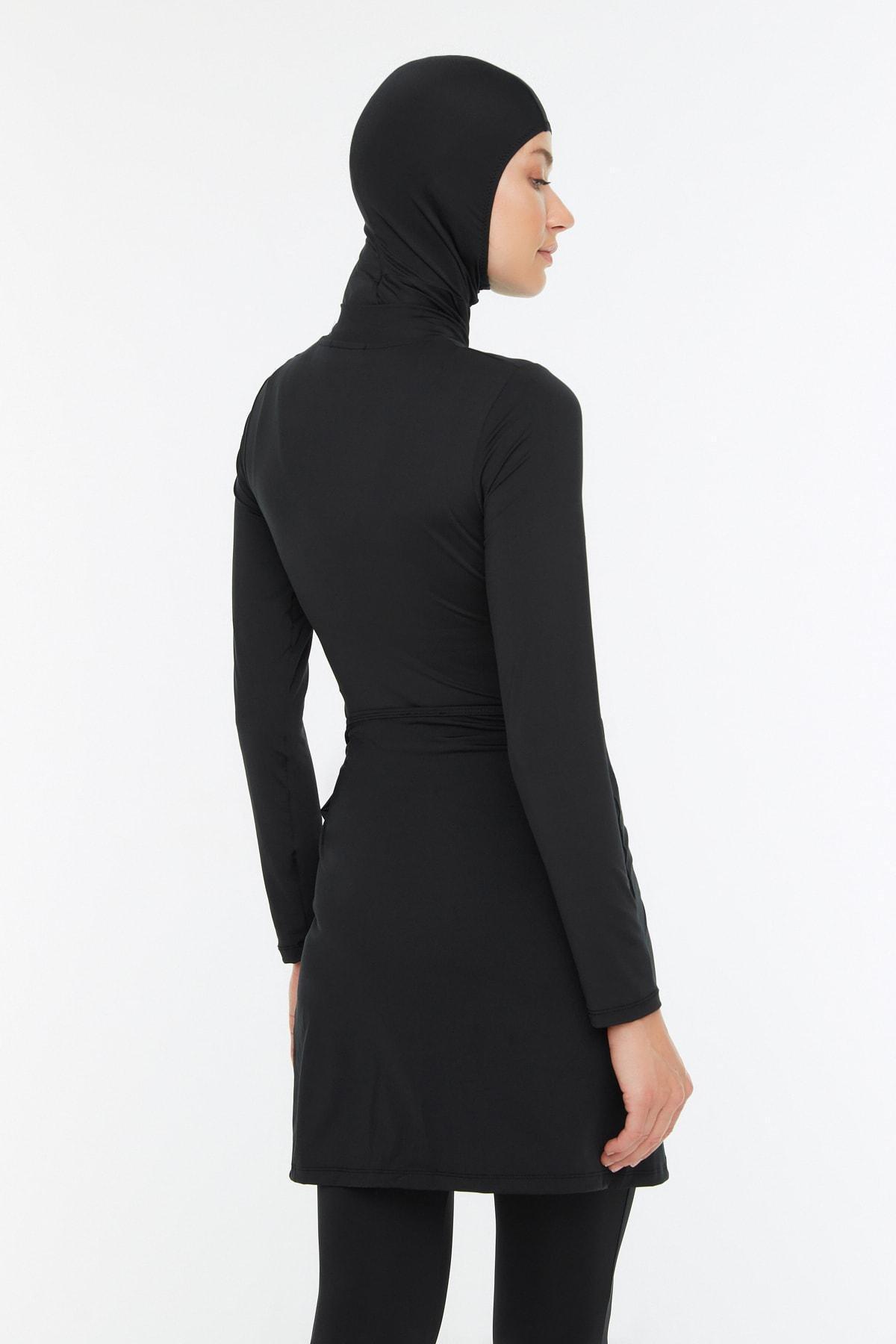 Trendyol - Black Zippered Raglan Burkini Set