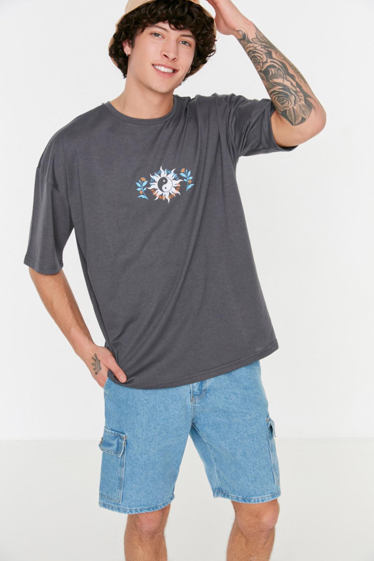 Trendyol - Gray Relaxed T-Shirt