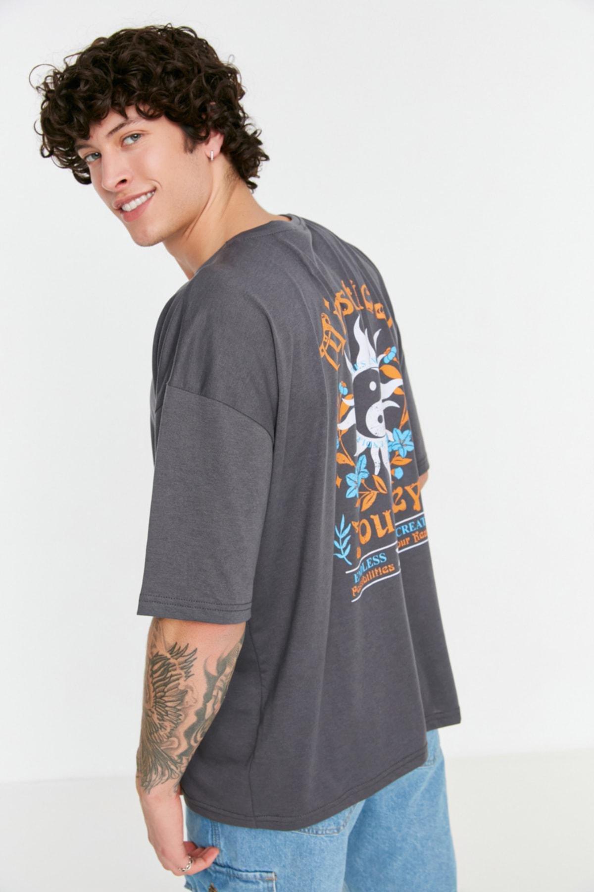Gray Relaxed T-Shirt, , large image number 3