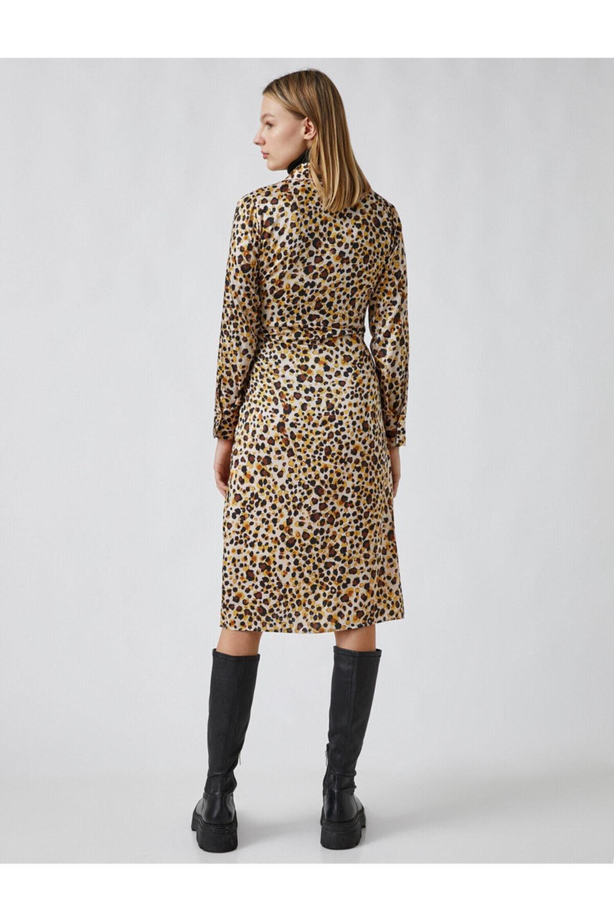 Koton - Yellow Leopard Pattern Midi Dress