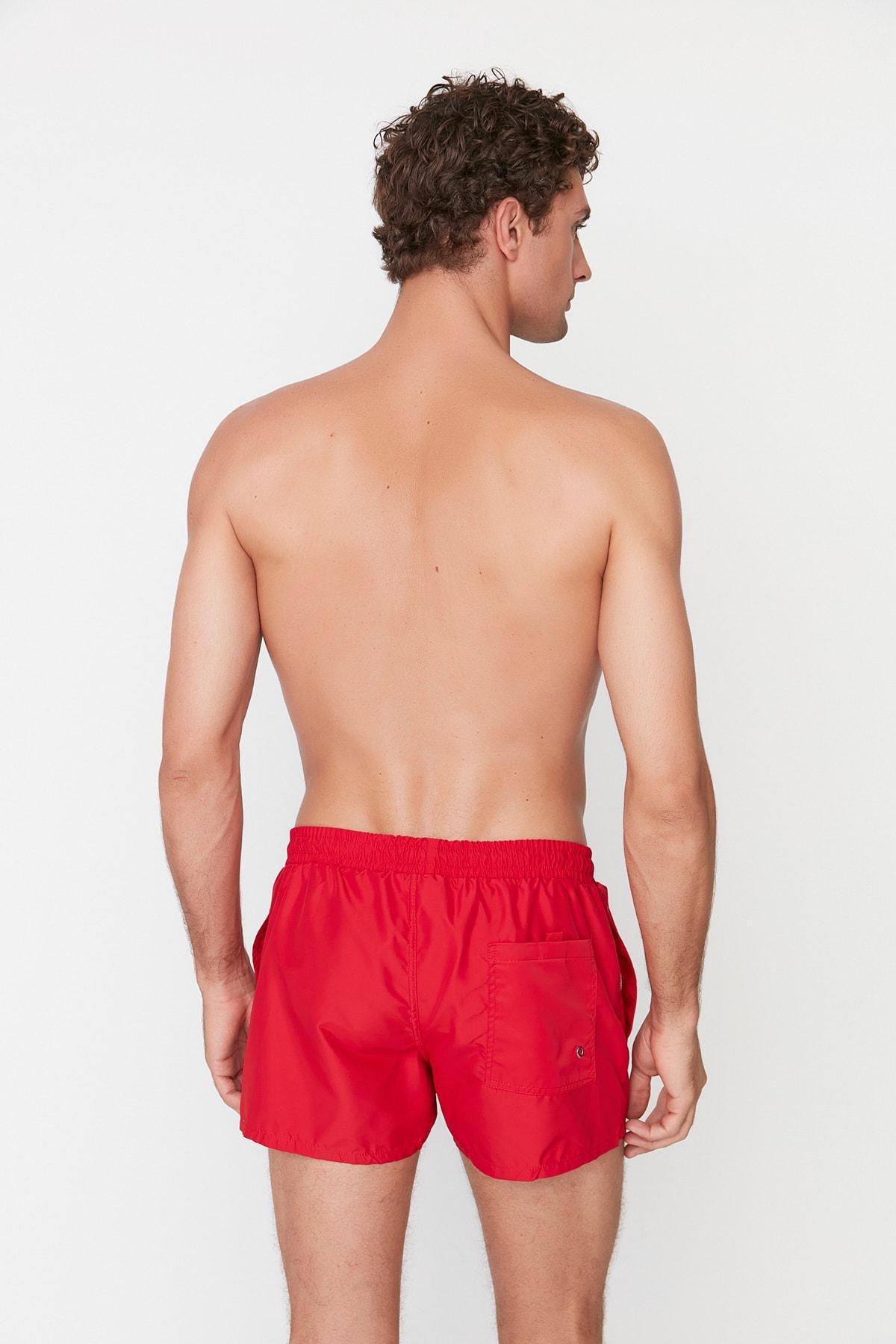 Red Plain Swim Shorts, , large image number 4