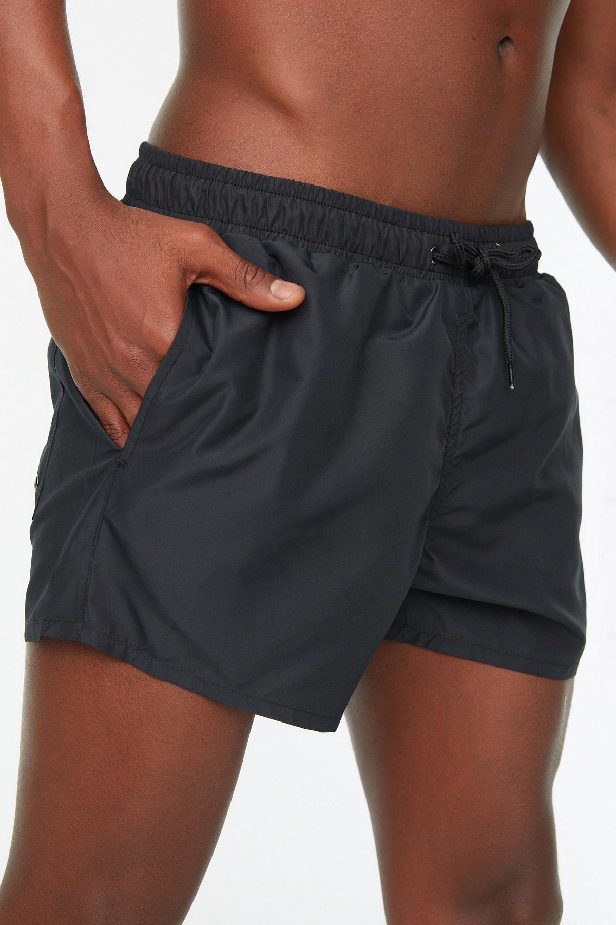 Black Plain Swim Shorts, , large image number 2