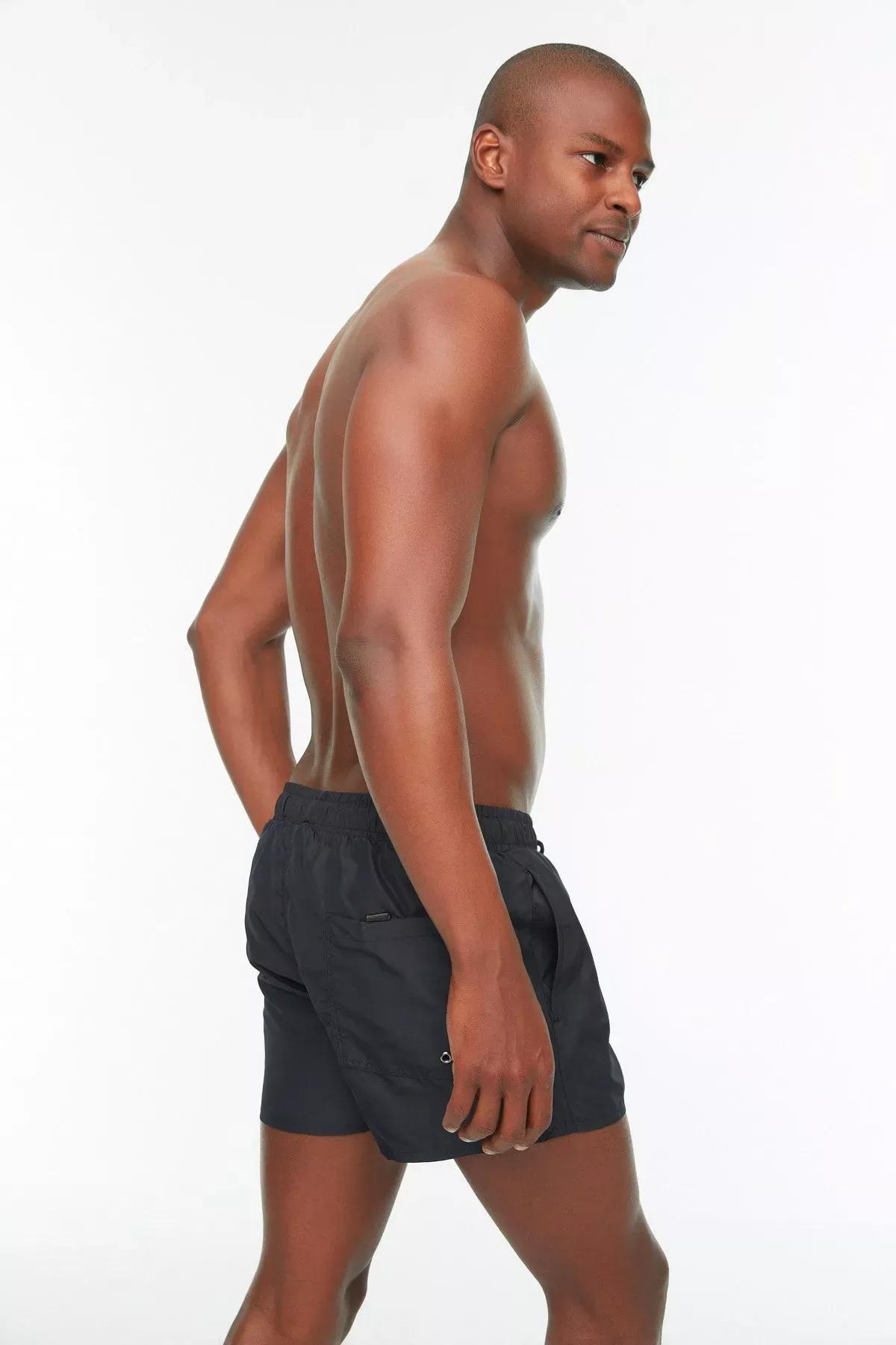 Black Plain Swim Shorts, , large image number 3