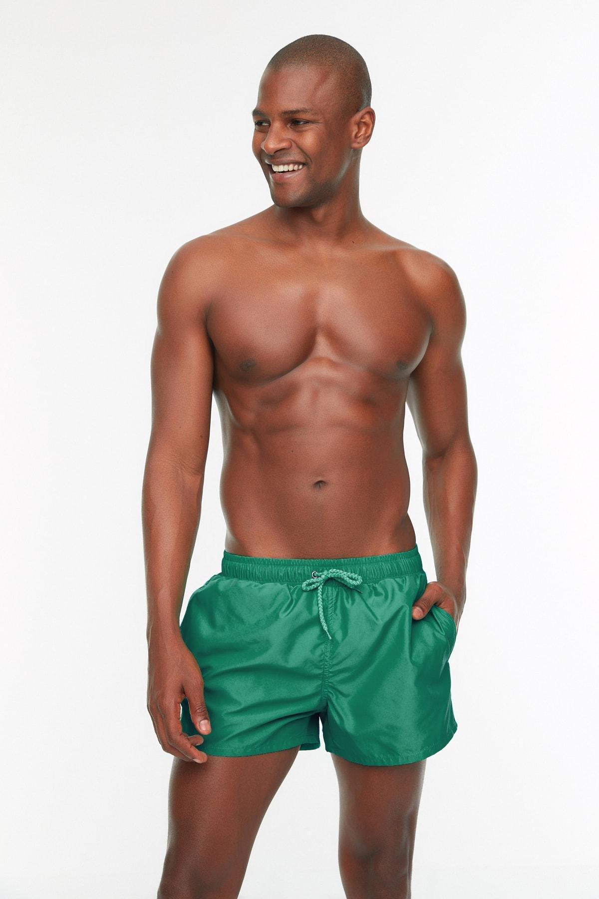 Green Plain Swim Shorts, , large image number 3