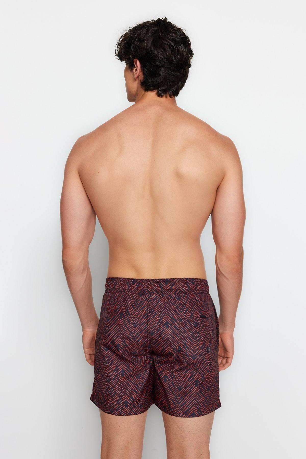 Brown Geometric Pattern Swim Shorts , , large image number 6