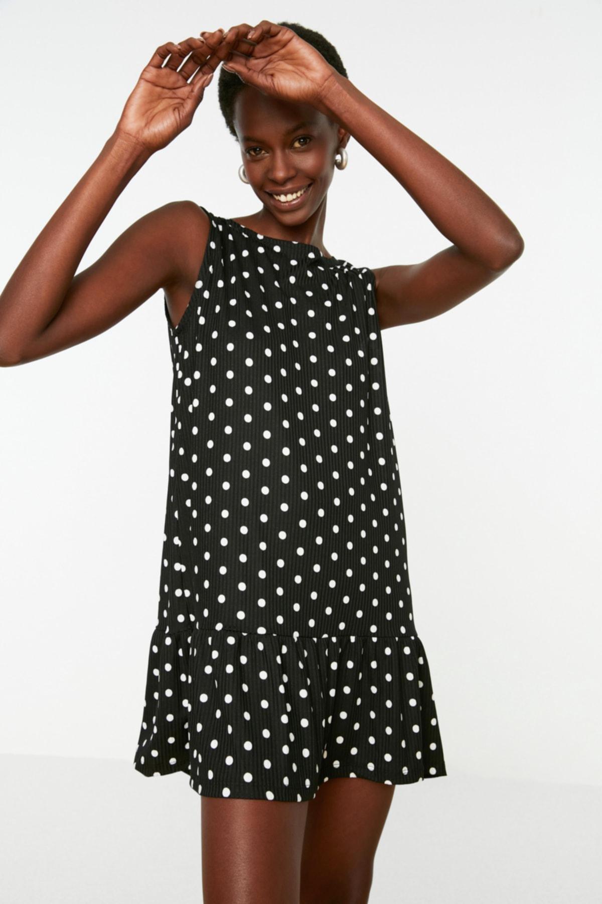 Black Polka Dot Shift Dress, , large image number 0