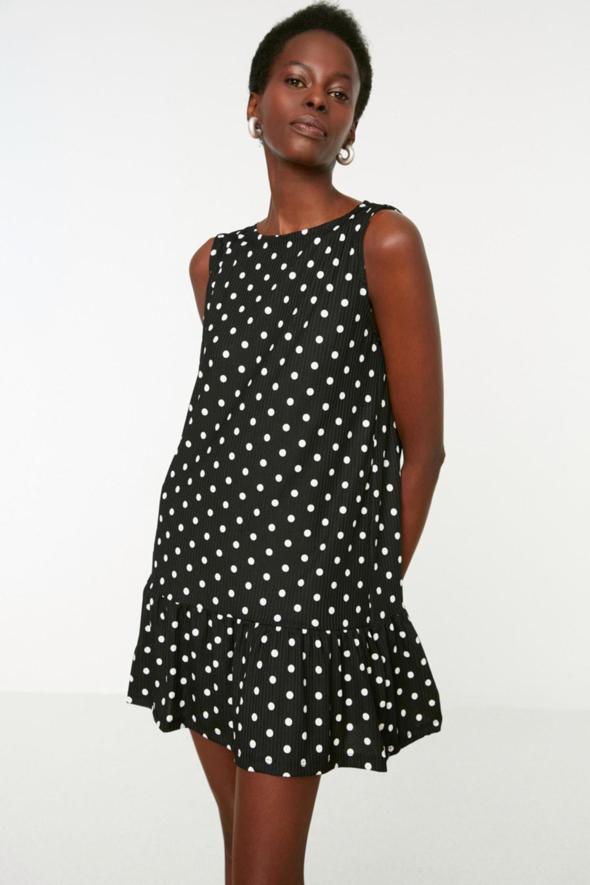 Black Polka Dot Shift Dress, , large image number 1