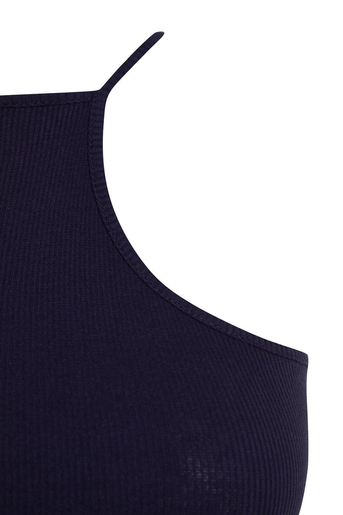 بلوزة بقصة سليم فت، كحلي, Navy blue, large image number 6