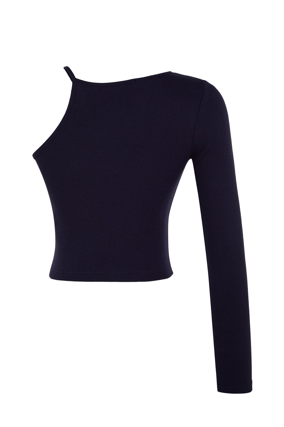 بلوزة بقصة سليم فت، كحلي, Navy blue, large image number 7