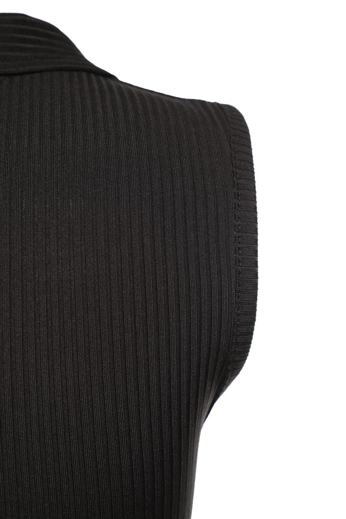 Black Slim Polo Blouse, , large image number 6