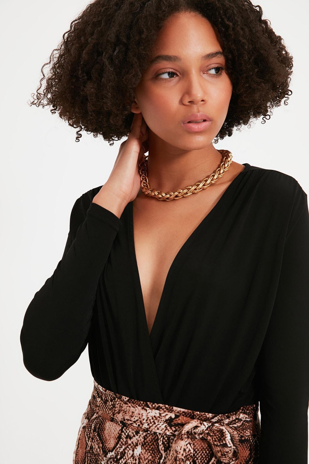 Black Double-Breasted Bodysuit, , large image number 3