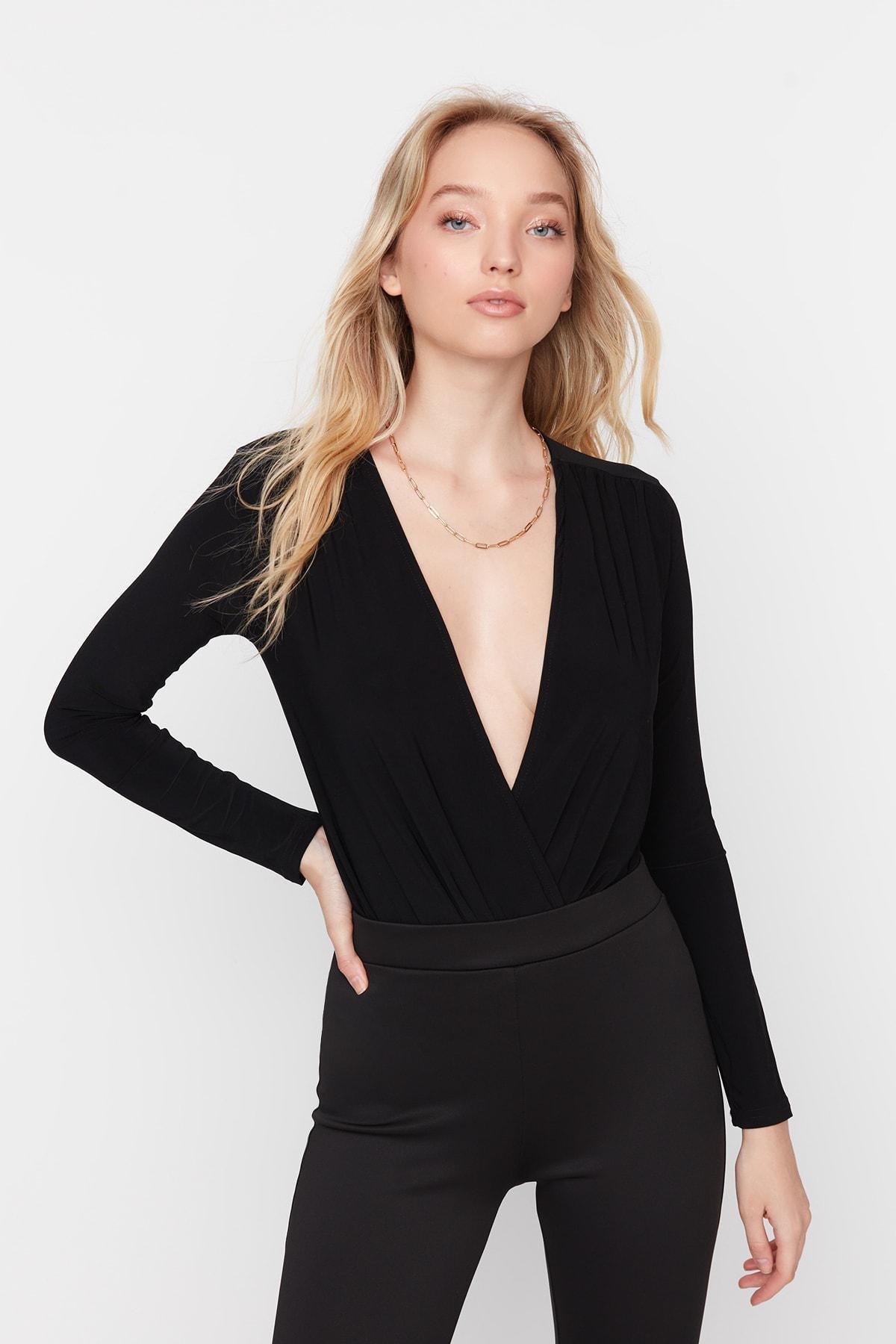 Black Double-Breasted Bodysuit, , large image number 8