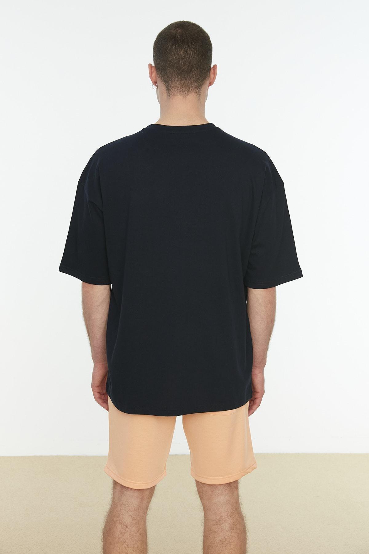 Trendyol - Navy Oversize Crew Neck Tshirt