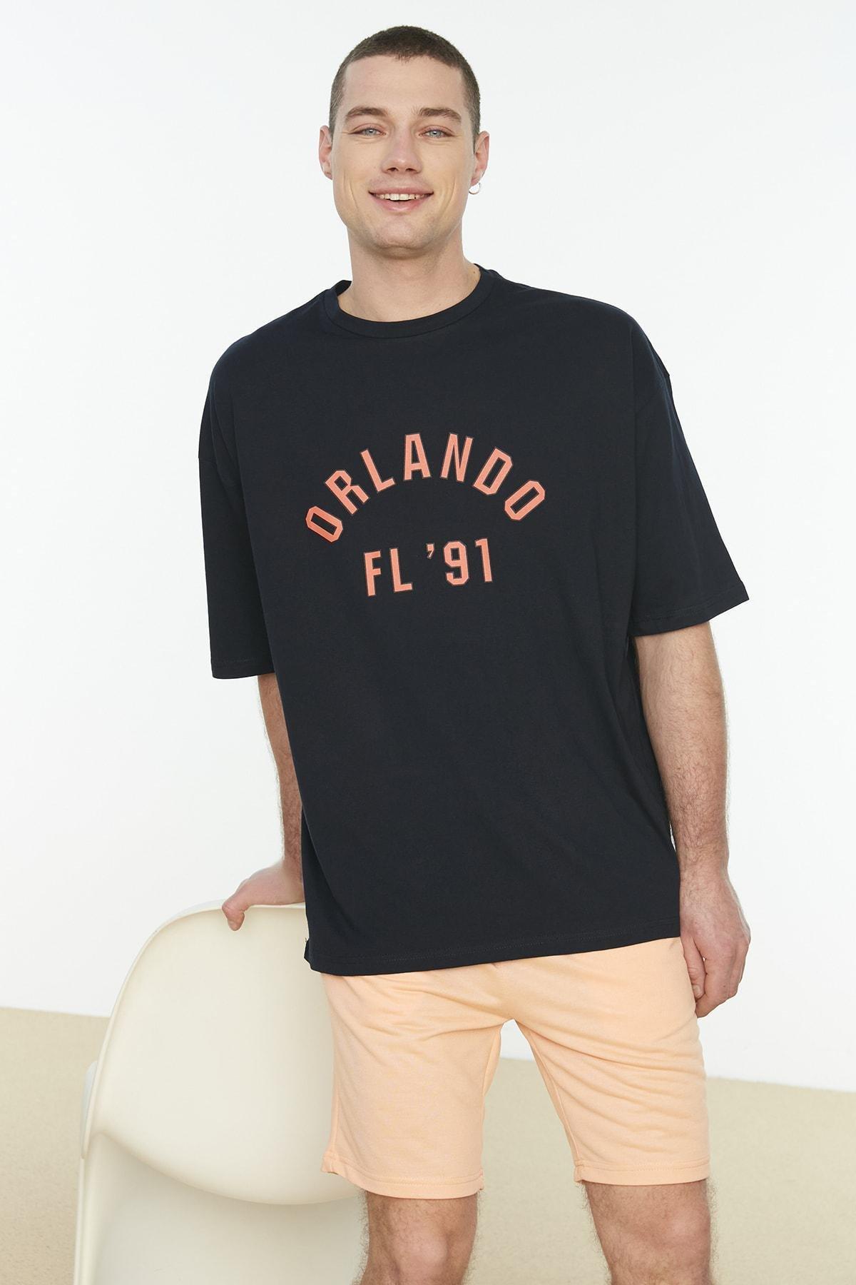 Navy Oversize Crew Neck Tshirt, , large image number 4