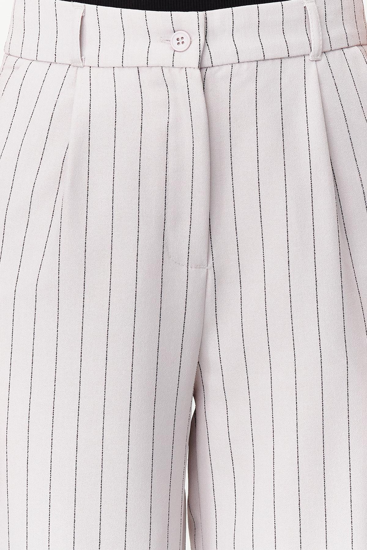 Grey High Waist Wide Leg Striped Trousers, , large image number 3