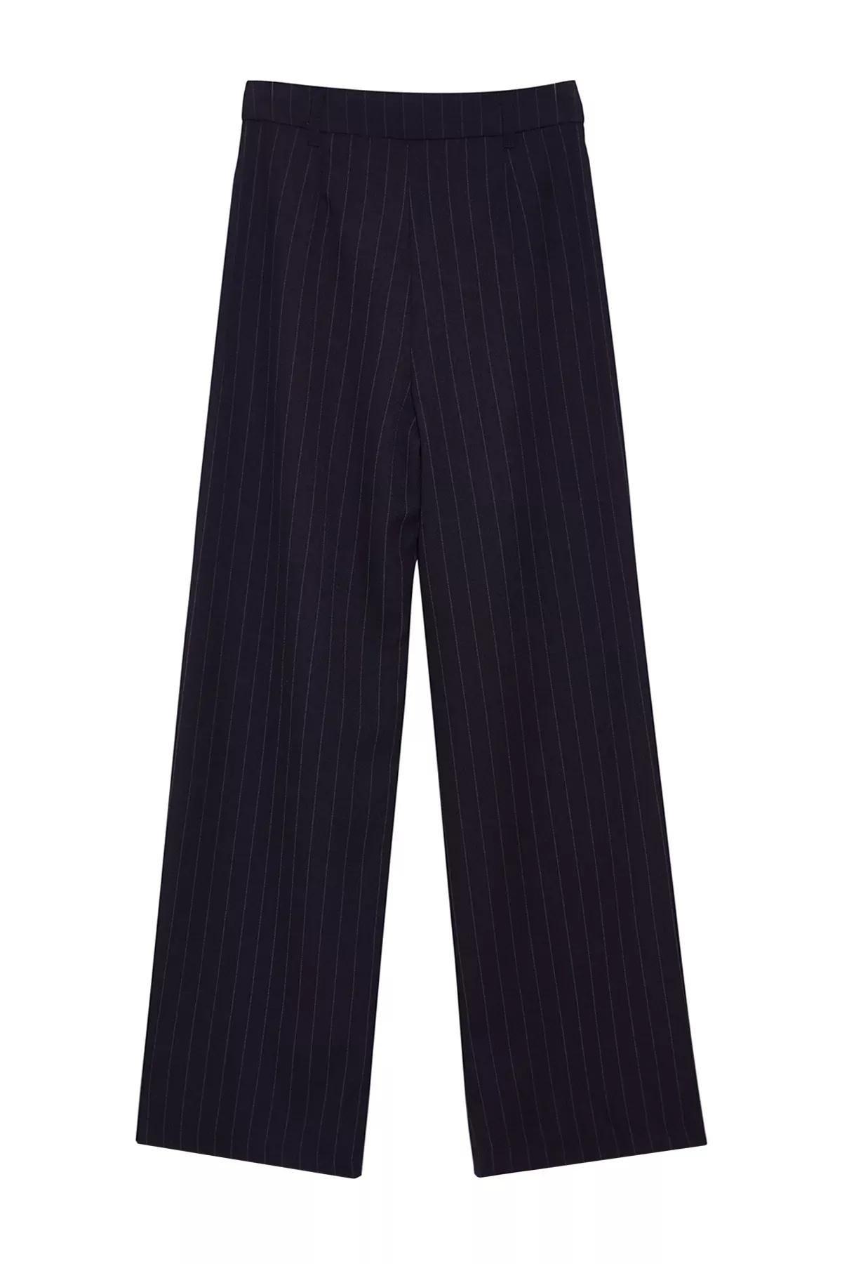 Navy Striped Wide Leg Pants, , large image number 5