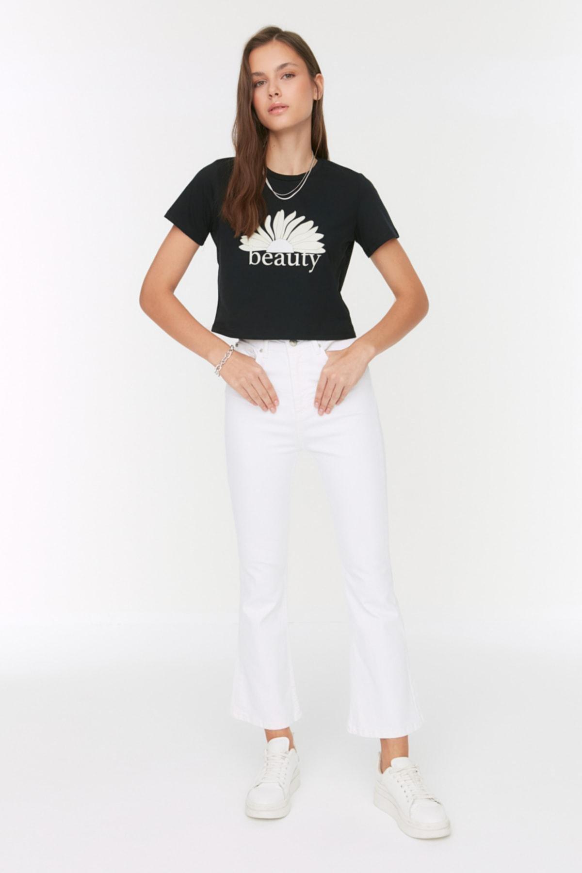 White Flared Bootcut Jeans, , large image number 0