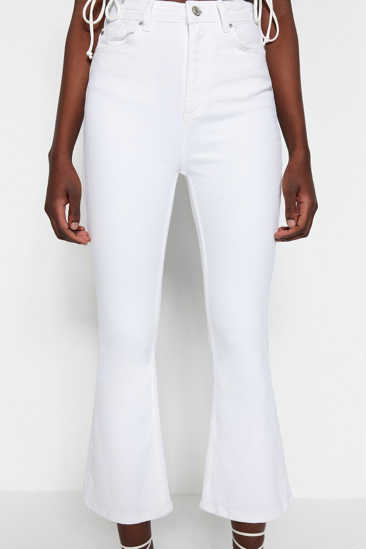 White Flared Bootcut Jeans, , large image number 3