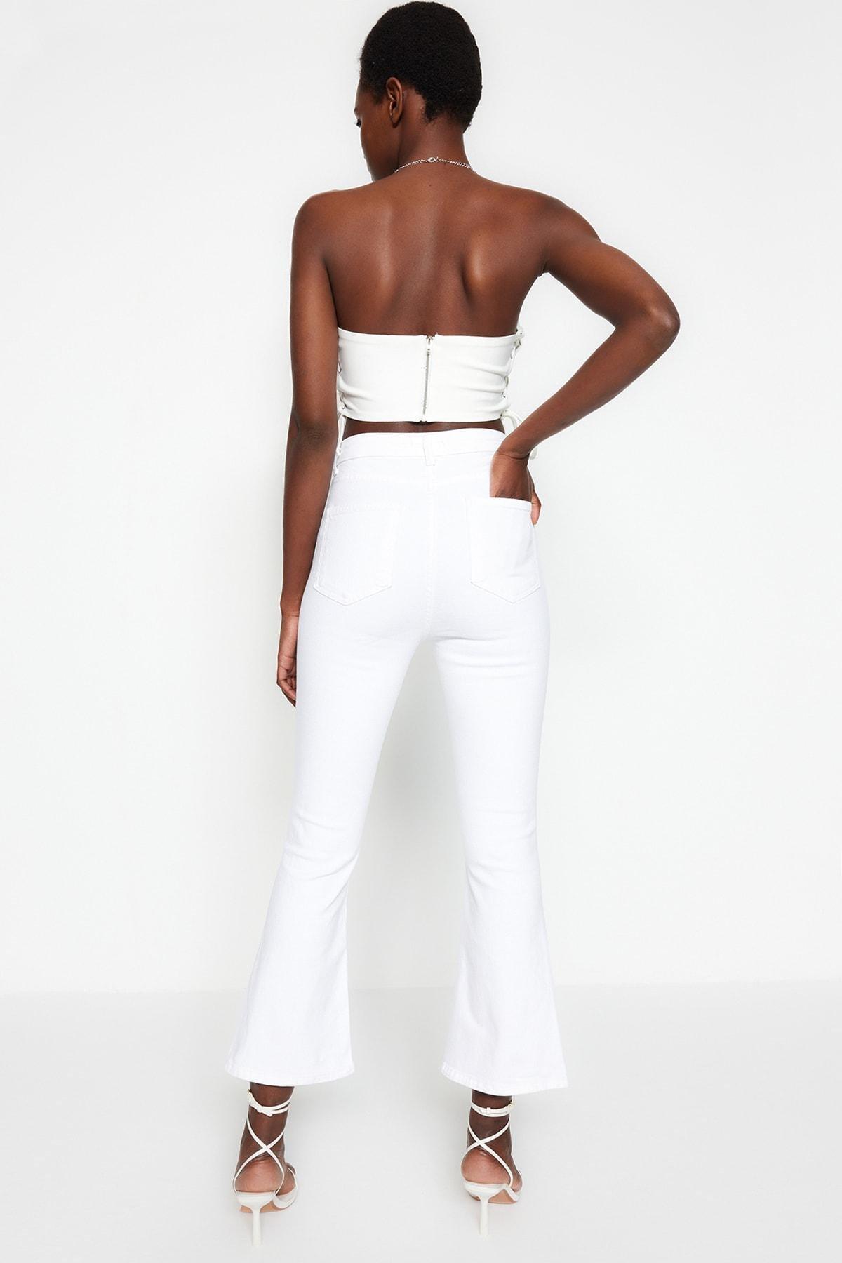 White Flared Bootcut Jeans, , large image number 7